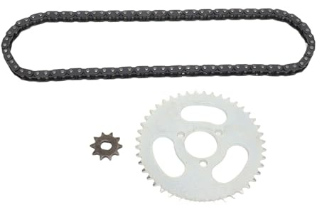 T8F Set di catene dentate in lega di alluminio e acciaio 44T pignone a 3 fori 10T 10H foro ruota anteriore con catena di trasmissione a 88 maglie per moto ATV fai da te