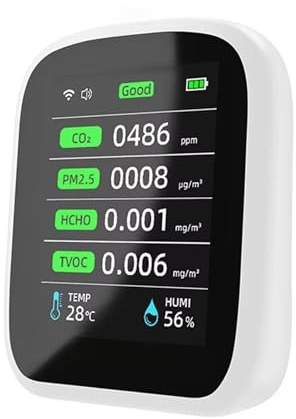 Natural Gas Detector， WIFI 8-in-1 air quality monitor CO2 HCHO TVOC PM1.0 PM2.5 PM10 tester temperature and humidity meter carbon dioxide detector