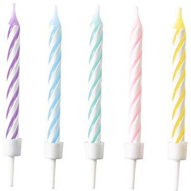 Amscan 9904360 - 10 Spiralkerzen Pastel Rainbow Höhe 6,3 cm, Dekoration