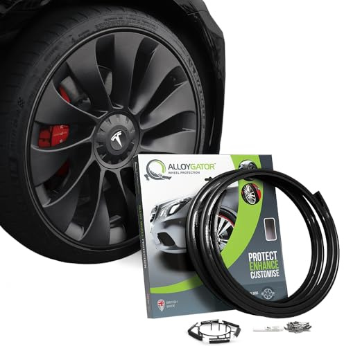 AlloyGator Protezione Cerchi in Lega Nero – Previene Graffi e Danni da Marciapiede | Adatto per Cerchi Fino a 19” | Compatibile con Tutte le Auto | Senza Colla | 15 Colori Disponibili