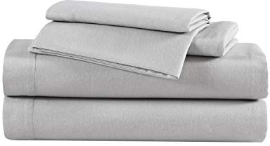 Eddie Bauer - Twin Bed Sheets, Cotton Flannel Bedding Set with Matching Pillowcase, Brushed for Extra Softness, Dorm Essentials, Oeko-Tex Certified (Grey)
