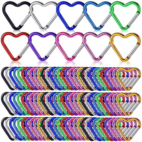 Ferraycle 20 Pcs Heart Shape Carabiner Keychain Clip Alloy Snap Hook