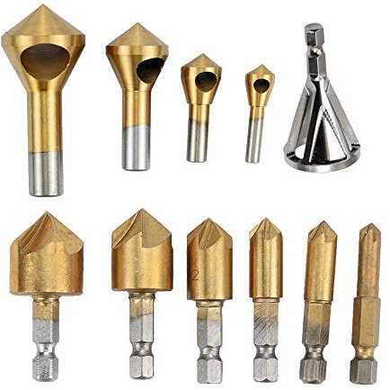 Herramienta de desbarbado para chaflán externo de acero inoxidable, herramientas para quitar rebabas, 6 brocas avellanadoras, juego de brocas para madera de metal para desbarbado de 4 piezas, juego d