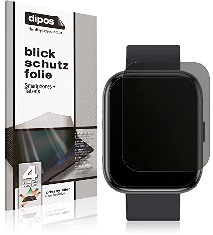 dipos Blickschutzfolie für Fireboltt Mercury | Displayschutz matt mit 4-Wege Sichtschutz-Effekt, Privacy Filter, passt perfekt, kratzfest, blasenfrei, selbstklebend