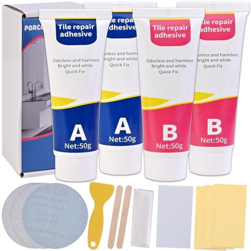 Fliesenreparaturset Weiß, Cieex 200g Emaille Reparatur Set, Wasserdichtes Badewannen Reparaturset Acryl, Keramik Reparaturset, Zum Reparieren Von Kratzern, Löchern, Rissen