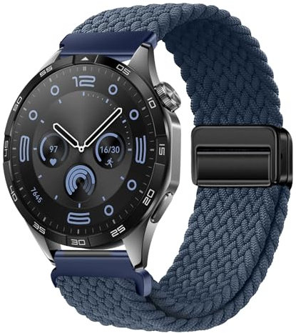XMUXI Nylon Straps Compatible with Huawei GT6 46mm/GT5/GT4 46mm/GT3 Pro/GT2e Wrist Strap, 22mm Magnetic Stretch Sport Band for Garmin Venu 4 Watch Strap/Venu 3 2/Forerunner 255/265