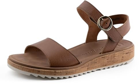 Paul Green Damen, Frauen Sandaletten,offene schuhe,strandschuhe,sommersandalen,bequem,flach,sommerschuhe,Mittelbraun (JA),39 EU / 6 UK