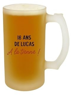 CADEAUX.COM - Verre à Bière personnalisable pour Homme de 18 ans - Message Personnalisable - Verre Personnalisé - Cadeau Anniversaire - Cadeau Homme
