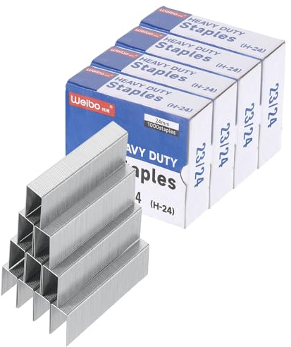 PATIKIL 23/24 Staples for Stapler, 4Box 4000pcs 7/8 Leg Length Standard Flat Clinch Chisel Point Staples Jam-Free for Office Desktop Home Supplies, Silver