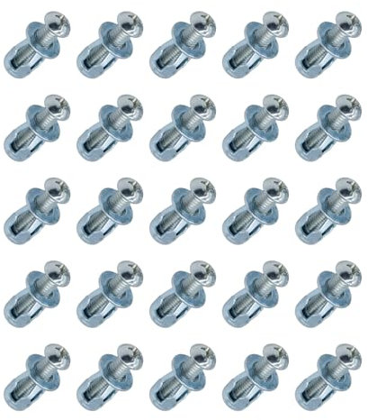 Set di 20 tasselli per cavità in metallo, M6 x 25, viti per dadi a petalo, tasselli in metallo, tasselli per parete cava, per decorazione della casa e fissaggio su cavità e pareti in cartongesso