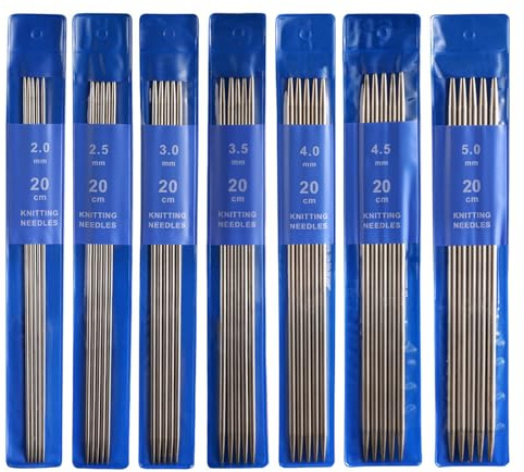 peiqiup Set di Ferri da Maglia a Doppia Punta (35 Pezzi), Maglia in Acciaio Inox a Doppia Punta, per Calze, Sciarpe, Cappelli, Animali Domestici, Robusto e duraturo