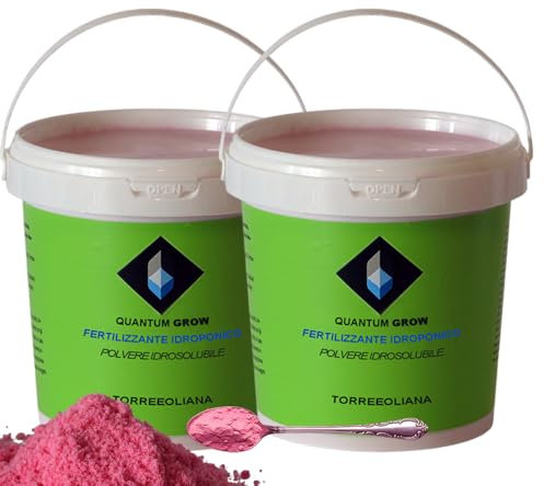 Fertilizzante in polvere altamente concentrato. Idrosolubile, metodo semplice e efficace per coltivazioni idroponiche e vaso. - CONFEZIONE DA 2 KG. POLVERE - Quantum Grow 20.20.20 + ME -