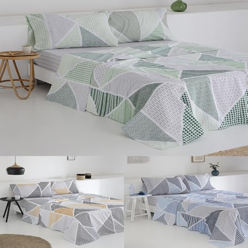 COTTON ARTean Set med lakan säng av 180 bomull polyester GEKA grön