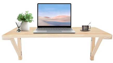 Zalydala Wandklapptisch,Wandmontierter Klapptisch aus Kiefernholz – 60x40cm, faltbar & platzsparend, für Homeoffice/Küche/Balkon, inkl. Montagezubehör (80x50cm)