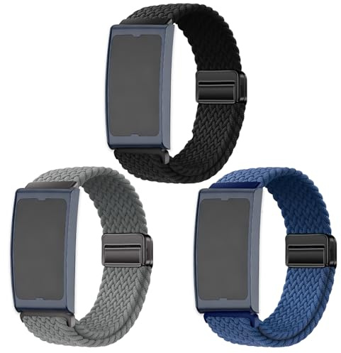 SUGARJAR 3 Stycken Vävda Klockarmband Kompatibelt med Amazfit Helio Strap, 22mm Elastiska Nylon Ersättningsband Magnetisk Stängning Klockband Sport för Kvinnor och Män