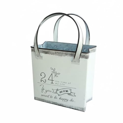 predolo Blumentopf in Handtaschenform Handtaschen-Design Vintage Eisen-Pflanzkübel zum Hinstellen oder Aufhängen Metall-Pflanztasche für Garten, Fensterbank