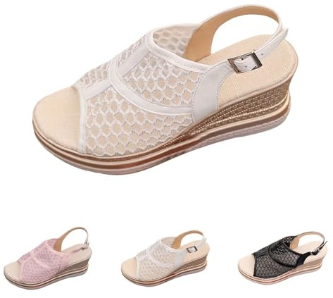 Sandaler dam med klack platå – kilsandaler Slingback pumps mesh fiskmun högklackade skor öppna sommarskor kilklack strandsandaler plattform höga klackar peep-toes damsandaler