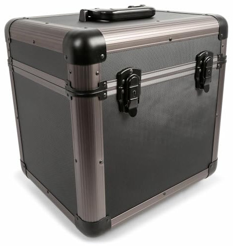 Power Dynamics RC80 Plattenkoffer für 60 Schallplatten Aufbewahrung, Vinyl Koffer, stabile und professionelle Schallplattenbox, Schaumstoff Dämmung, Titan
