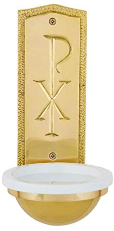 Clergy & Church Supply Religious Holy Water Font - Chi Rho