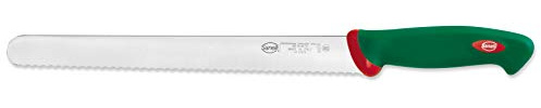 Sanelli Premana Professional Coltello Pane seghettato, Acciaio Inossidabile, Verde/Rosso, Lunghezza Lama 37 cm.