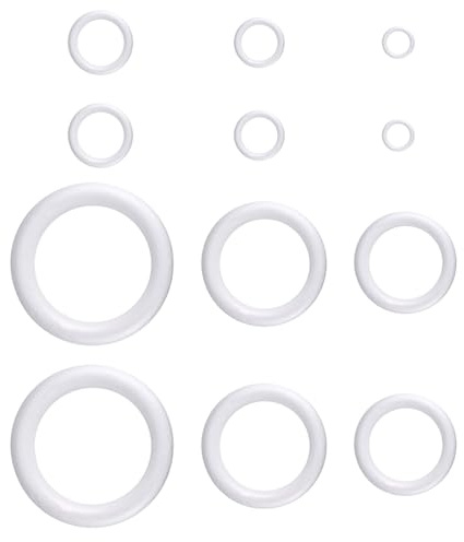 Amosfun 12 Stück Handwerk Schaum Kranz Polystyrol Schaum Ring Styropor Modellierung Schaumform für DIY Blumenprojekte Weihnachten Hochzeit Wohnkultur (Weiß)
