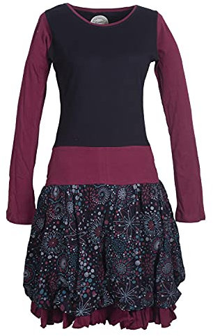 Vishes - Alternative Bekleidung - Langarm Damen Tulpen-Kleid Ballon-Sweat-Baumwoll-Kleid Schwarz 36