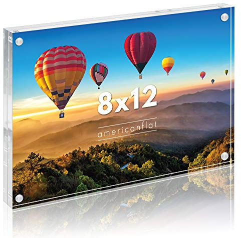 Americanflat Cornice per foto in acrilico, 20 x 30 cm, cornice a doppia faccia con angoli magnetici, cornice in acrilico trasparente per scrivania o da tavolo, cornice per foto 20 x 30 cm, con panno