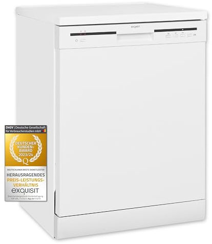 Exquisit® Lavavajillas 60 cm, 12 Servicios, Blanco, Clase E, Cesto Regulable, 3 Programas de Lavado, Indicadores LED de Sal y Abrillantador, Medidas (84,5 x 59,8 x 60,0 cm)