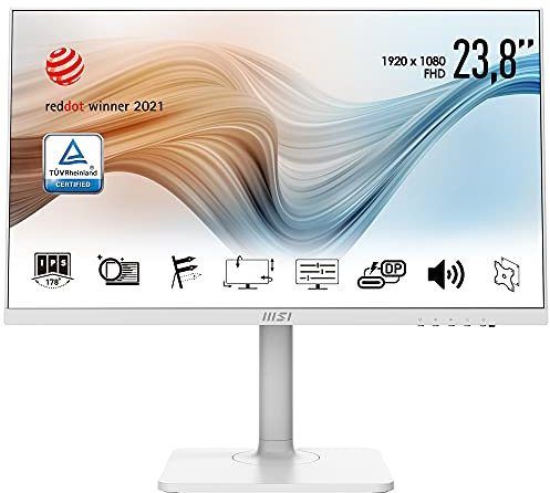 MSI Modern MD241PWDE 24 Zoll Business Monitor, FHD (1920x1080), 75 Hz, IPS Panel, USB-C, Weiß
