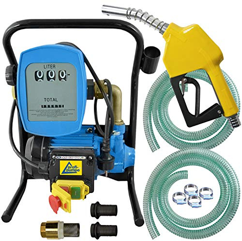 Dieselpumpe Diesel Power -Biodiesel-Pumpe Heizölpumpe Kraftstoffpumpe - Set mit Automatik Zapfpistole und Zählwerk, flexiblen Schlauch, Verbindungsteilen, hochwertigem Messing Rückschlagventil