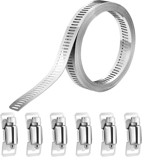 hannger Band Schlauchschellen Kit, 2,5m Edelstahl große Rohrschelle Riemenschellen & 6PCS verstellbare Schraube Befestigungen, Deal für Tank | Haus Gas Rohr | Wasser Rohr | Automobil-Tubing | Kühler