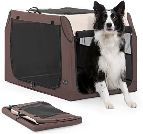 PETSFIT Hundebox Auto, Hundebox faltbar Kofferraum/Rückbank,Verstellbarer Bezug & verstärktes Netz, Hundetransportbox Auto mit Abschließbarer Reißverschluss