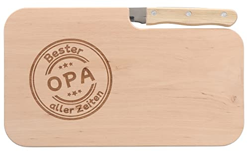 Spruchreif | Brotzeitbrett mit Gravur Bester Opa aller Zeiten – Holzbrett mit Messer | Praktisches Geschenk für Opa zum Vatertag oder Geburtstag