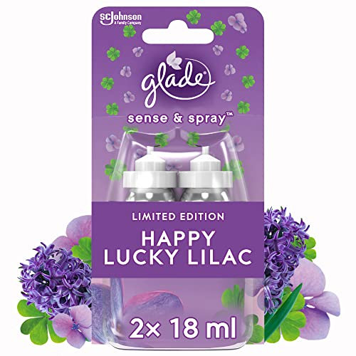 Glade Sense and Spray Twin Refill, Air Freshener, Happy Lucky Lilac, 2 x 18 ml, Packaging May Vary