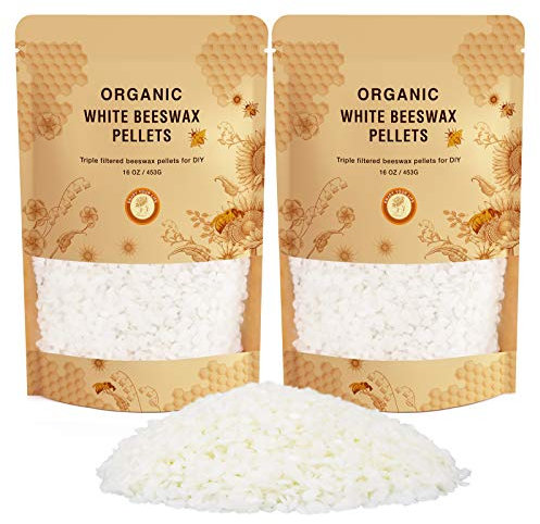 Bienenwachs Pastillen weiß 906g, Bienenwachs Bio Perfekt für DIY-Kosmetik, Kerzenherstellung, Cremes, Lippenbalsam, Seifensets, Lebensmittelverpackungen aus Bienenwachs, Lederpflege, Holzpolituren