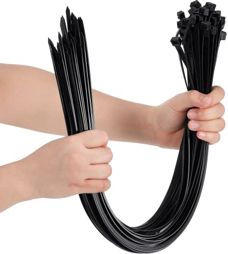 Shappy 50 Pcs Zip Ties Heavy Duty Strong Large Cable Wire Ties Zip Industrial Sturdy Wire, Awnings Tying Branches Bundling of Crops Fixed Water Pipes(24 Inch,Black)