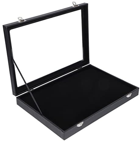 Alipis Pin Badge Display Case, Transparent Dustproof Medal Showcase Frame with Glass Window and Hook, Shadow Box Frame for Displaying Collection Medals, Jewelry Pin Badges