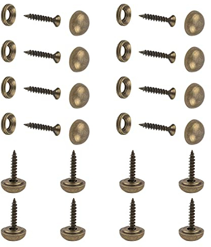 INCREWAY Dekorative Messingschrauben für Spiegel, 16 Stück mit Kuppel und Unterlegscheiben (15 mm)