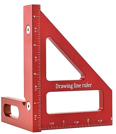 BOXmime Imperial 3D Multi-Angle Measuring Ruler,45/90 Degree Aluminum Alloy Woodworking Square Protractor, Miter Triangle Ruler High Precision Layout Measuring Tool