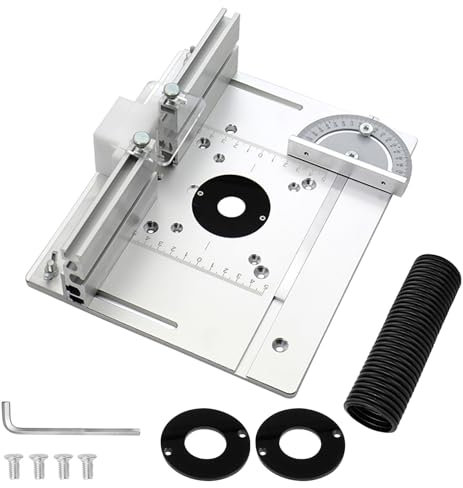 Avtytsda Frästisch Einlgeplatte Set, Aluminiumlegierung Router Table Insert Plate, Silver Fräsplatte Gravur-Hilfswerkzeäug mit Gehrungslehre, Frästisch Einlgeplatte für Oberfräsen
