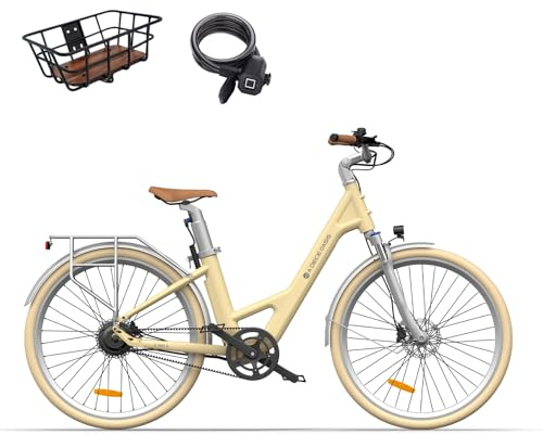 ADO Air28 Bicicleta Eléctrica, E-bike Adulto, 28 Bici Eléctrica Urbana, Transmisión por Correa, Pantalla LCD, Frenos Disco Hidráulicos, App Inteligentes, Extraíble Batería Alcance100KM,Casco Incluido