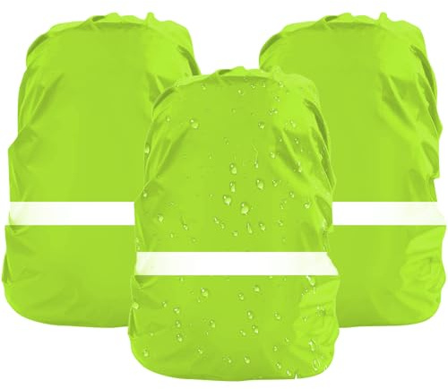 ElevaPulse 3 Stück Rucksack Regenschutz, 18-25l Regenschutz Schulranzen, Step By Step Regenschutz, Regenschutz für Schulrucksack, wasserdichte Regenhülle mit Reflektoren