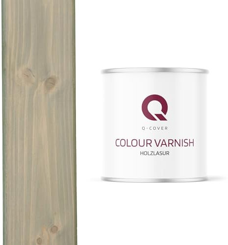 Q-Cover Holzlasur Hellgrau 7001, 2.5L (ca.13m²-1 Anstrich) Satin Holzschutz Holzschutzlasur Lasur Wasserbasierte Innen Außen Lasur Abperleffekt Für Holz