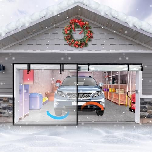 Mindsoft Isolierter magnetischer Vorhang für die Garage, transparent, winddicht, schalldicht, Thermovorhang, Winterisolierungs-Set (2,8 x 2,1 m)