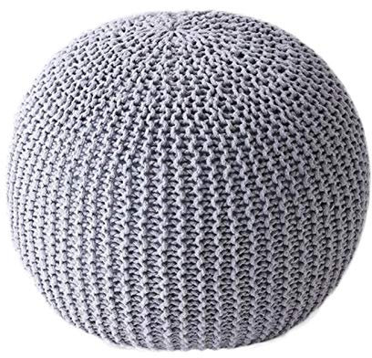 MEILISHAOMEI Handgefertigter Sitzsack,gestrickter Pouf,50 x 30 cm,aus Reiner Baumwolle,gefüllt mit geflochtener Kordel,genäht,runder Fußhocker,Ottomane,dekorativ für Zuhause,perfekte Sitzgelegen