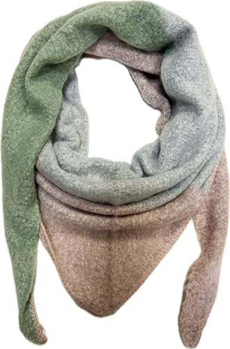 Jeamis XXL triangel stickad halsduk varm vinter halsduk modeduk höst vår triangelhalsduk ull stola duk, Ljusrosa, 160 x 48 cm