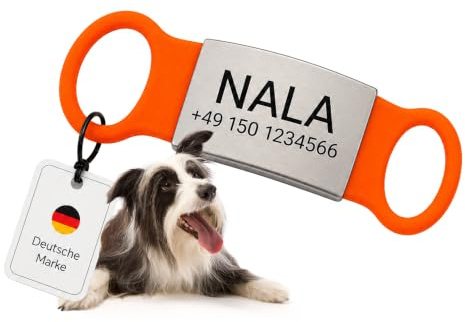 Hundemarke personalisiert für Halsband, Slider mit Gravur, Grange, Größe M