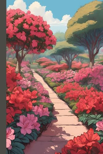 Red and Pink Azaleas in the Garden Pathway Notebook: Spring Blooms Design Notepad