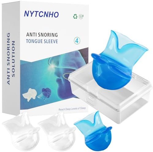 NYTCNHO Tongue Retainer for Snoring Solution -4Pcs Silicone Anti Snoring Devices,Reusable Snore Stopper,Comfortable Snoring Aid for Men and Women