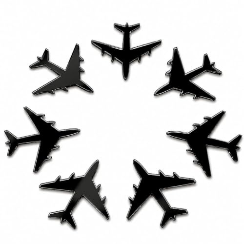 7 Acrylic Airplane Cake Toppers – Mirror Aeroplane Cupcake Decorations for Travel, Aviation & Pilot Themed Birthday Party (Black Mirror Acryl)